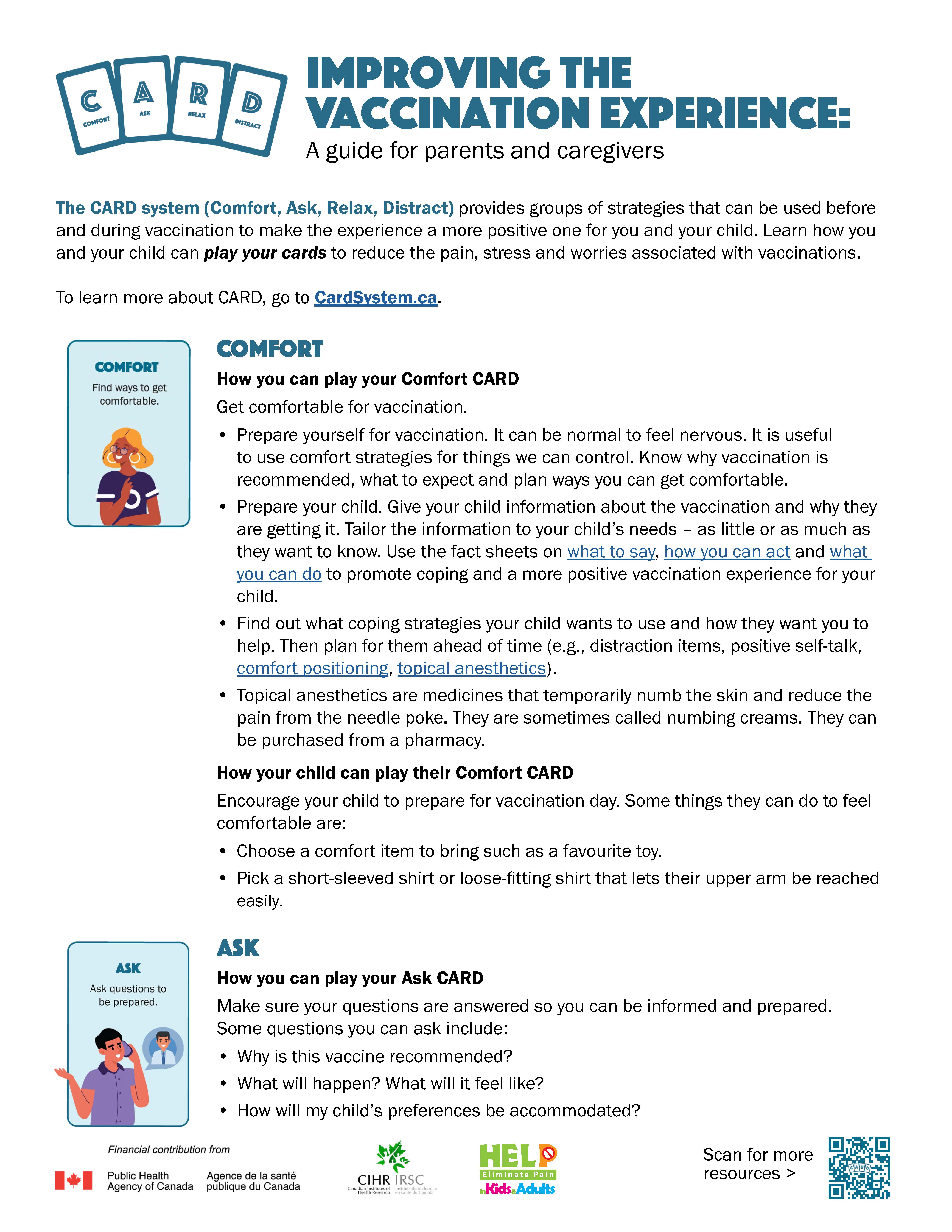 Improving the vaccination experience; A guide for parents and caregivers
