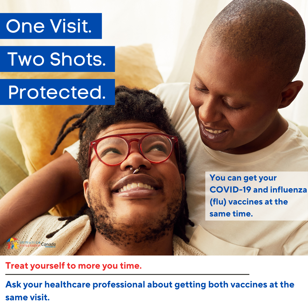 One Visit. Two Shots.  Protected - Co-administration of influenza and COVID-19 vaccines (for Instagram)