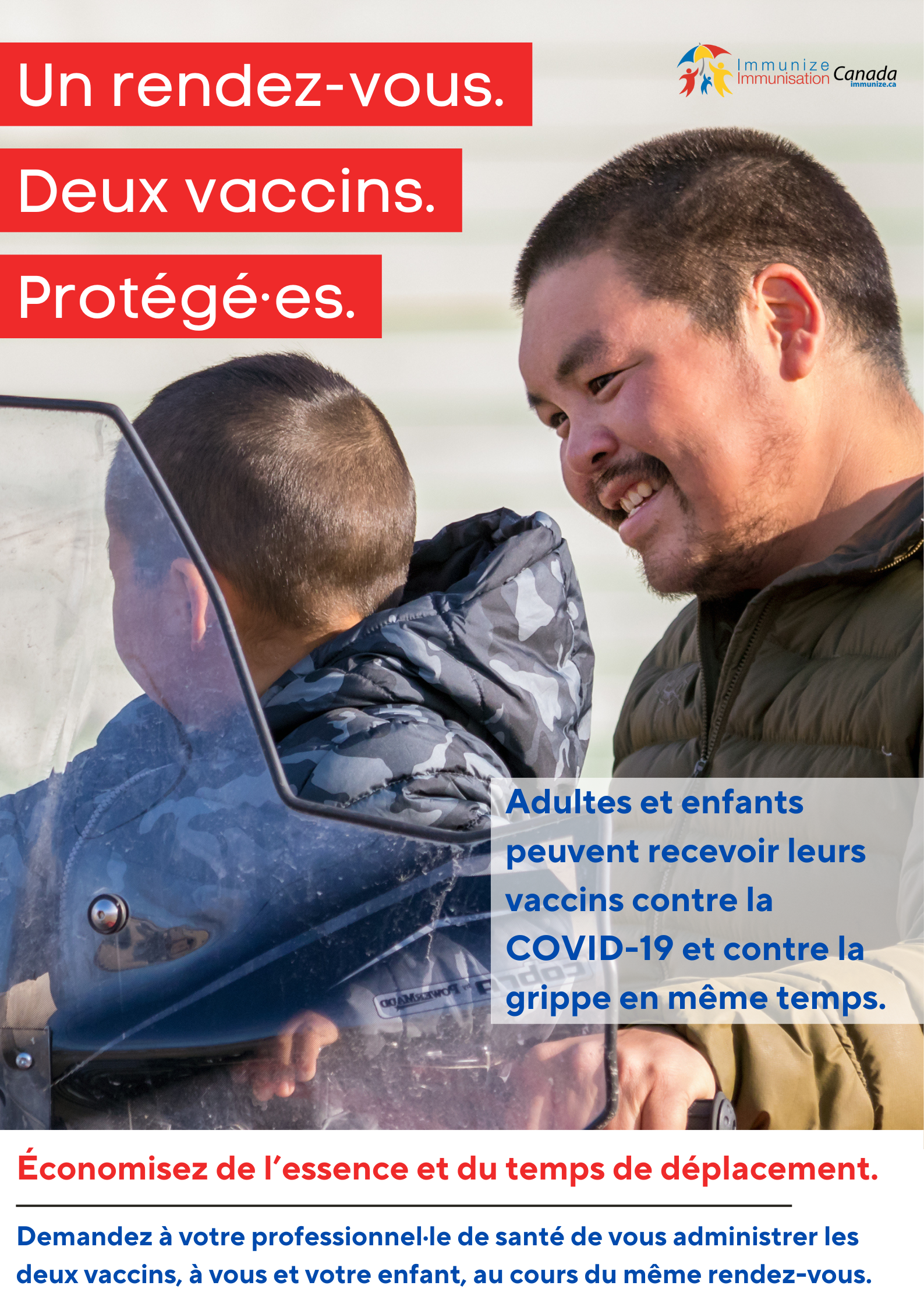 Un rendez-vous. Deux vaccins. Protégés - Coadministration des vaccins contre la COVID-19 et contre la grippe (affiche 5)