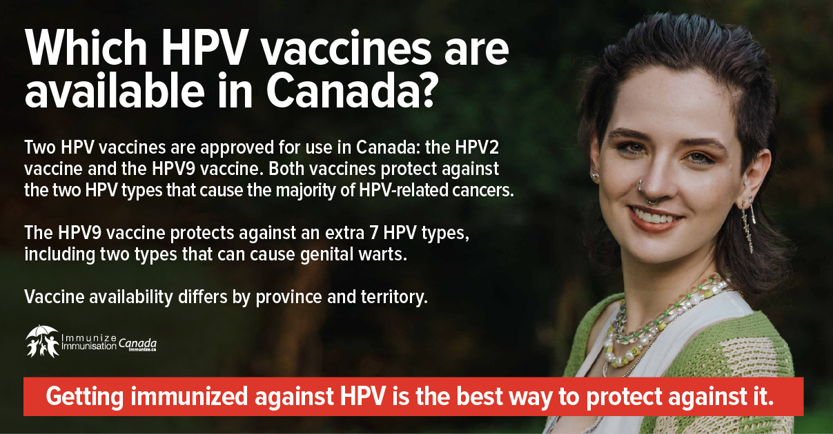 Which HPV vaccines are available in Canada? (social media image for Facebook)