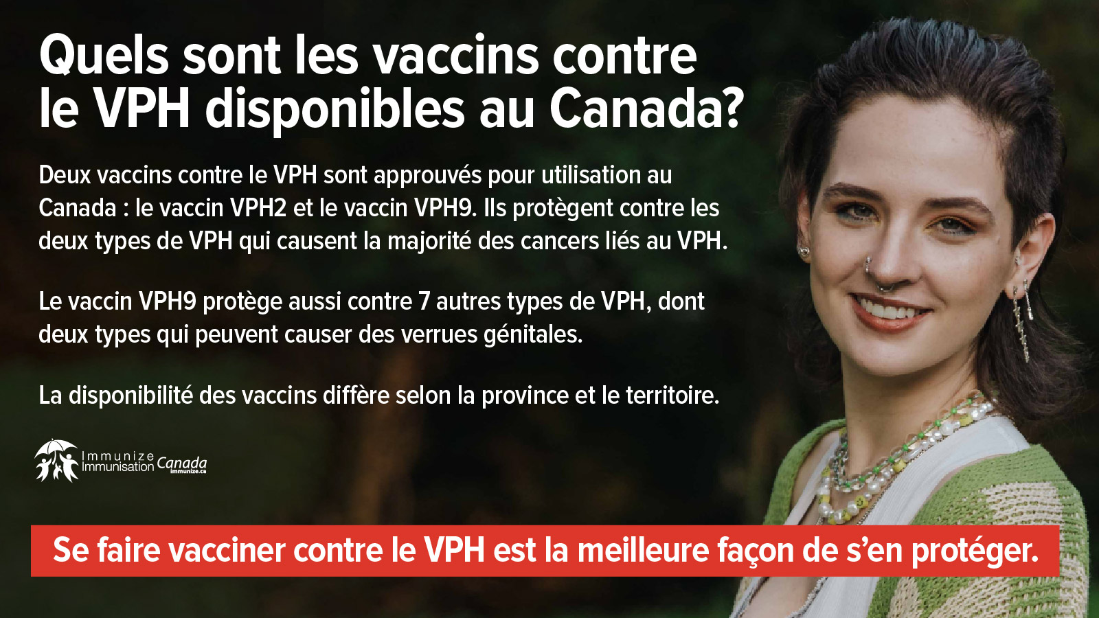 Quels sont les vaccins contre le VPH disponibles au Canada? (image pour médias sociaux - Twitter)