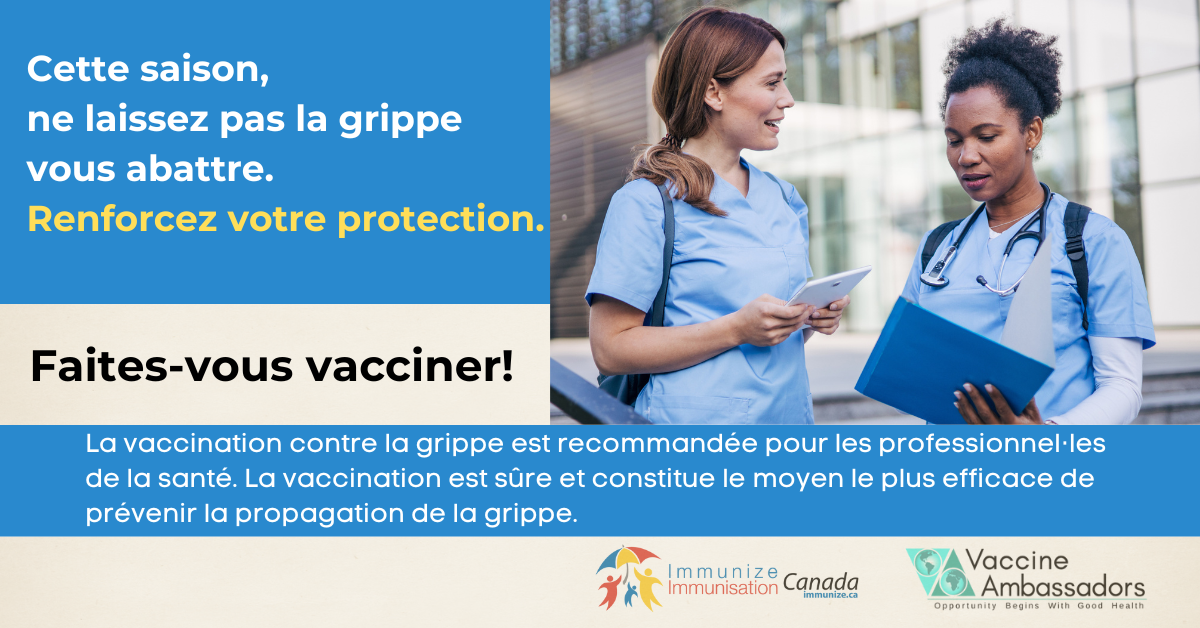 Cette saison, ne laissez pas la grippe vous abattre - professionnel·les de la santé - image pour Facebook