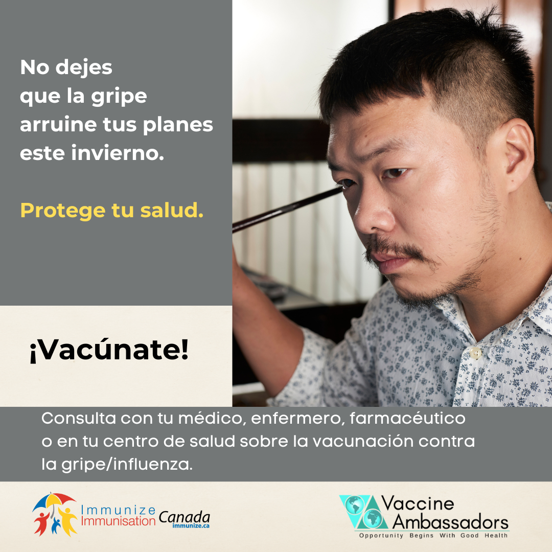 Don't let the flu get you down this season - immunocompromised persons - image for Instagram in Spanish