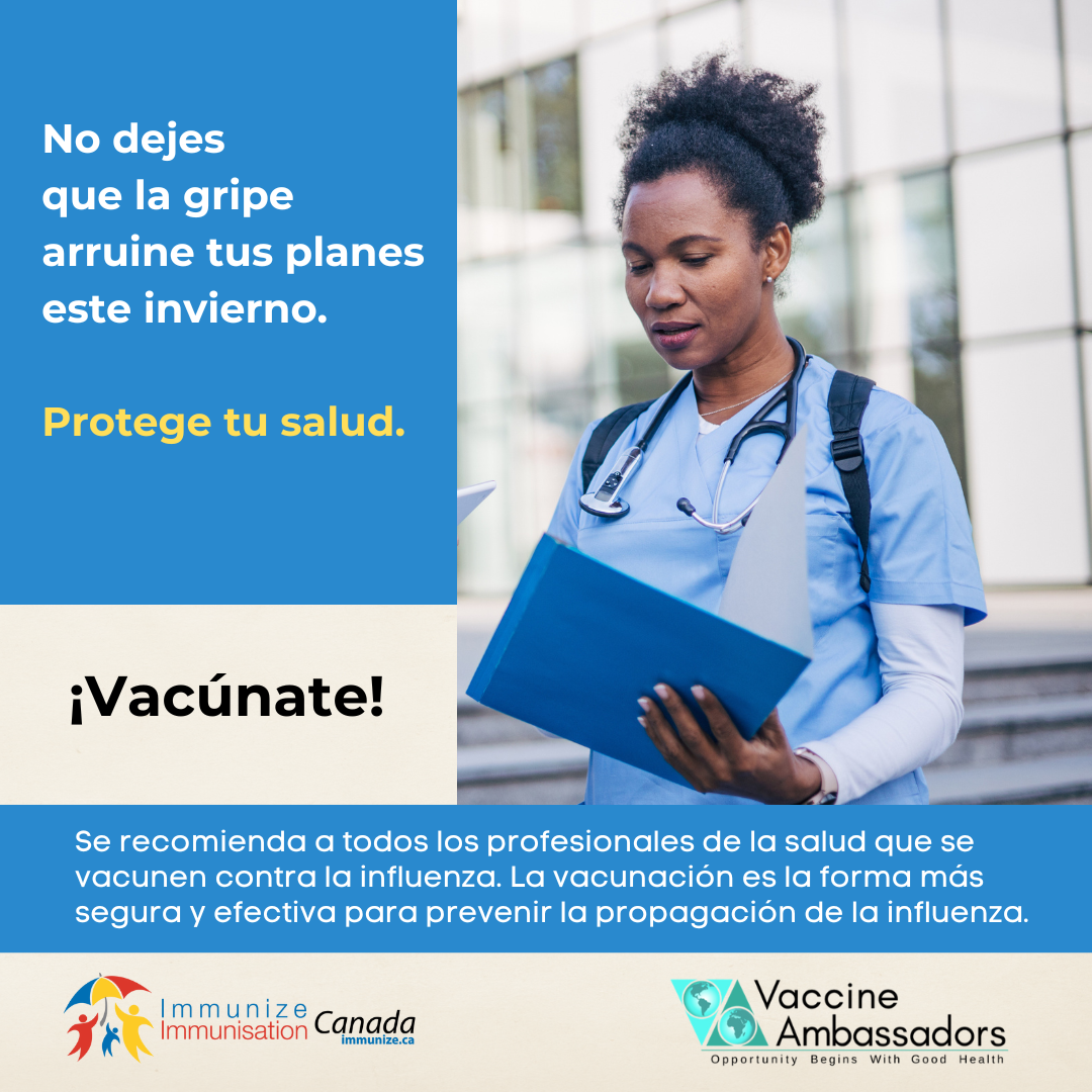 Don't let the flu get you down this season - healthcare professionals - image for Instagram in Spanish