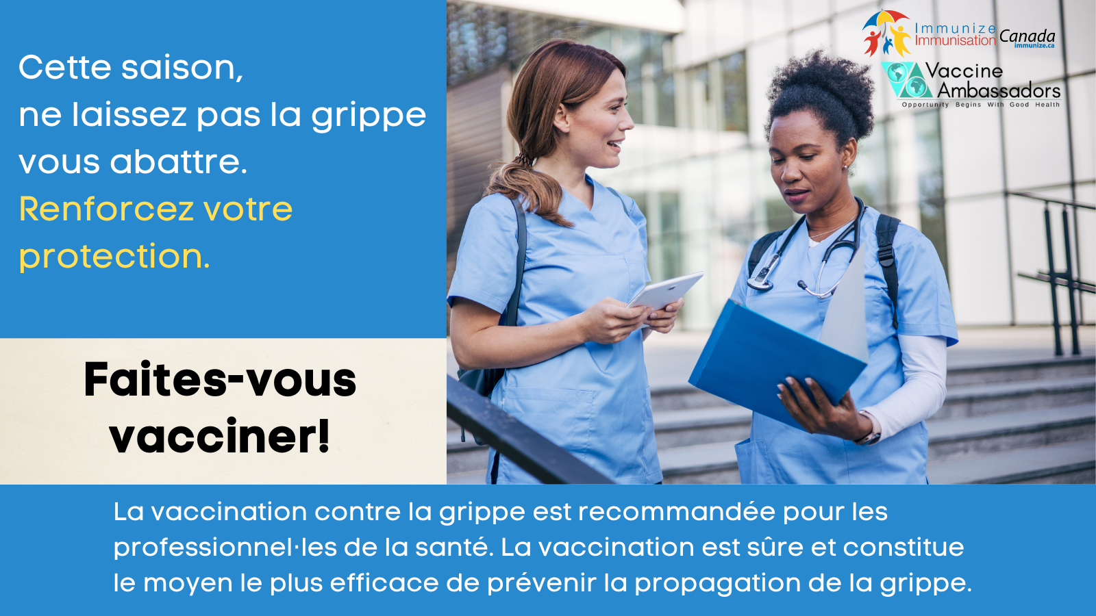 Cette saison, ne laissez pas la grippe vous abattre - professionnel·les de la santé - image pour Twitter/X