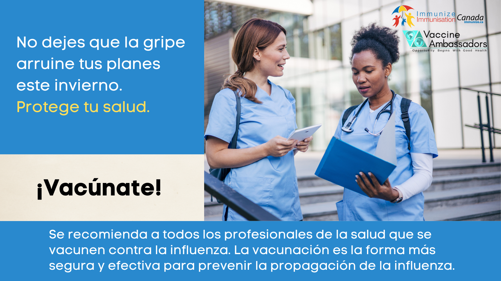 Don't let the flu get you down this season - healthcare professionals - image for Twitter/X in Spanish