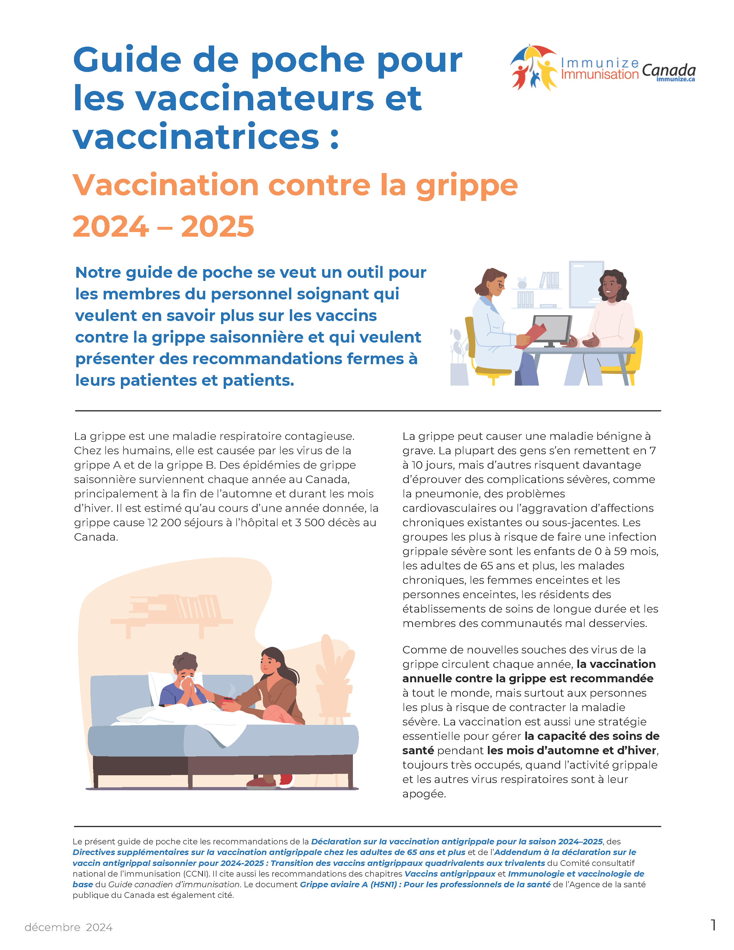 Guide de poche pour les vaccinateurs et vaccinatrices : Vaccination contre la grippe 2024-2025