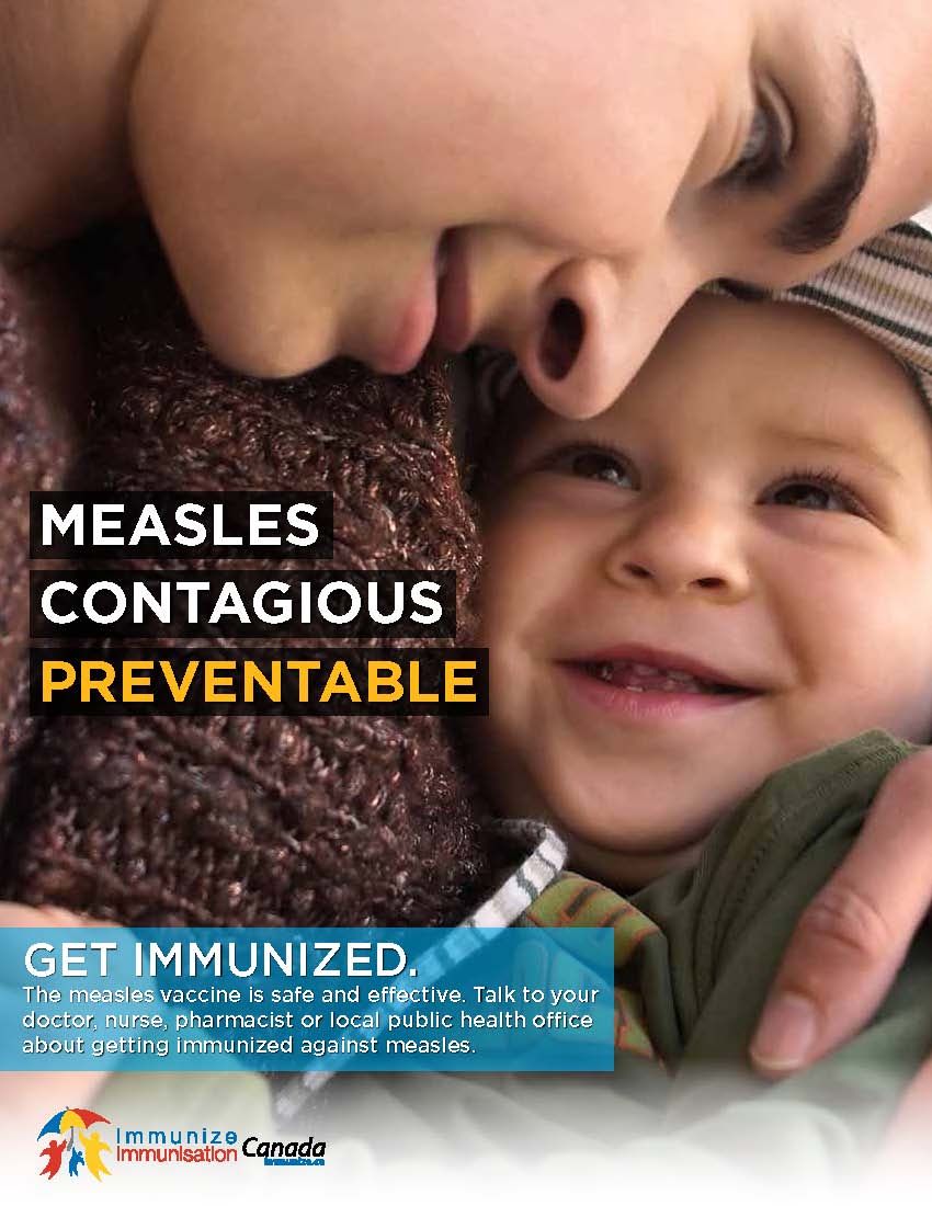 Measles. Contagious. Preventable. Get immunized.