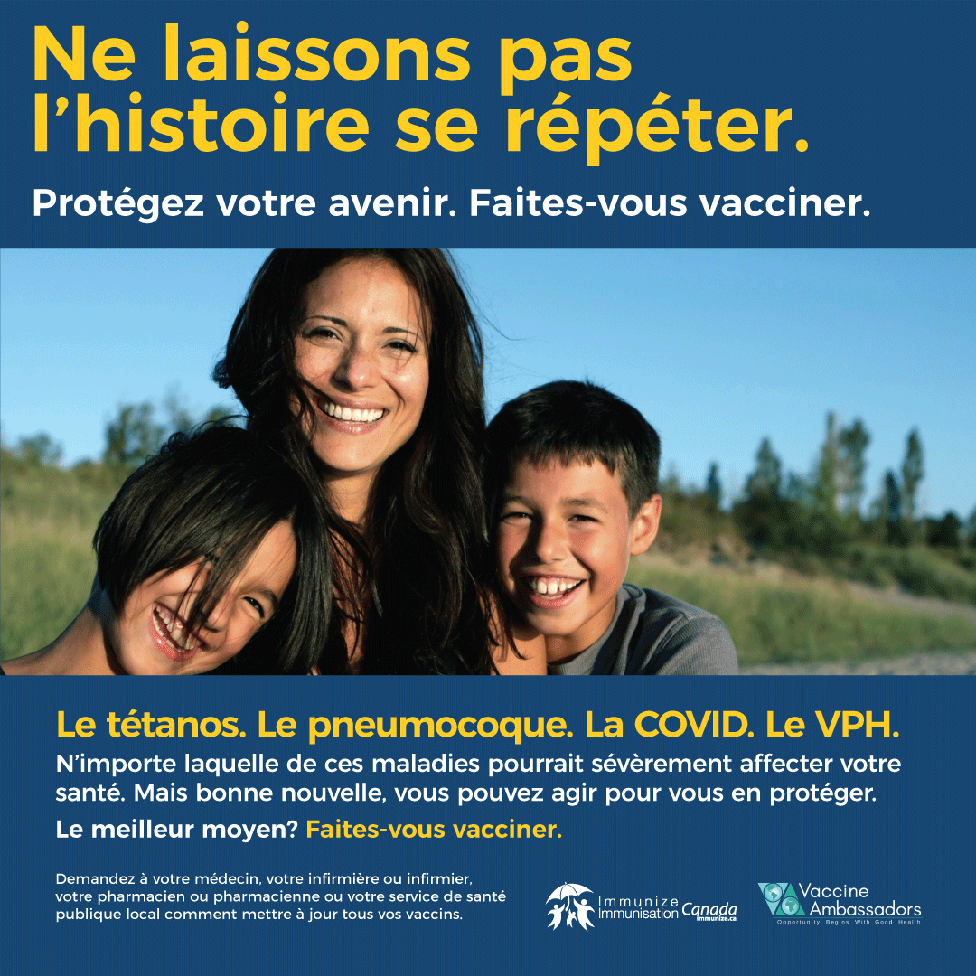 Ne laissons pas l’histoire se répéter. Protégez votre avenir. Faites-vous vacciner - image pour médias sociaux 2