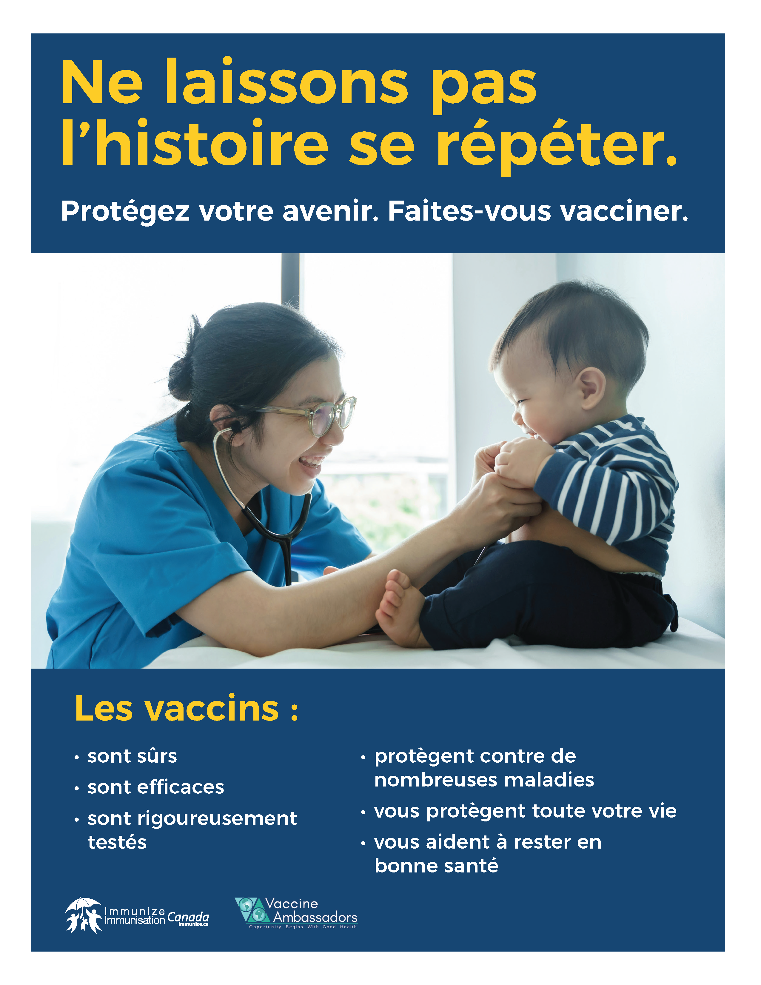 Ne laissons pas l’histoire se répéter. Protégez votre avenir. Faites-vous vacciner - affiche 1