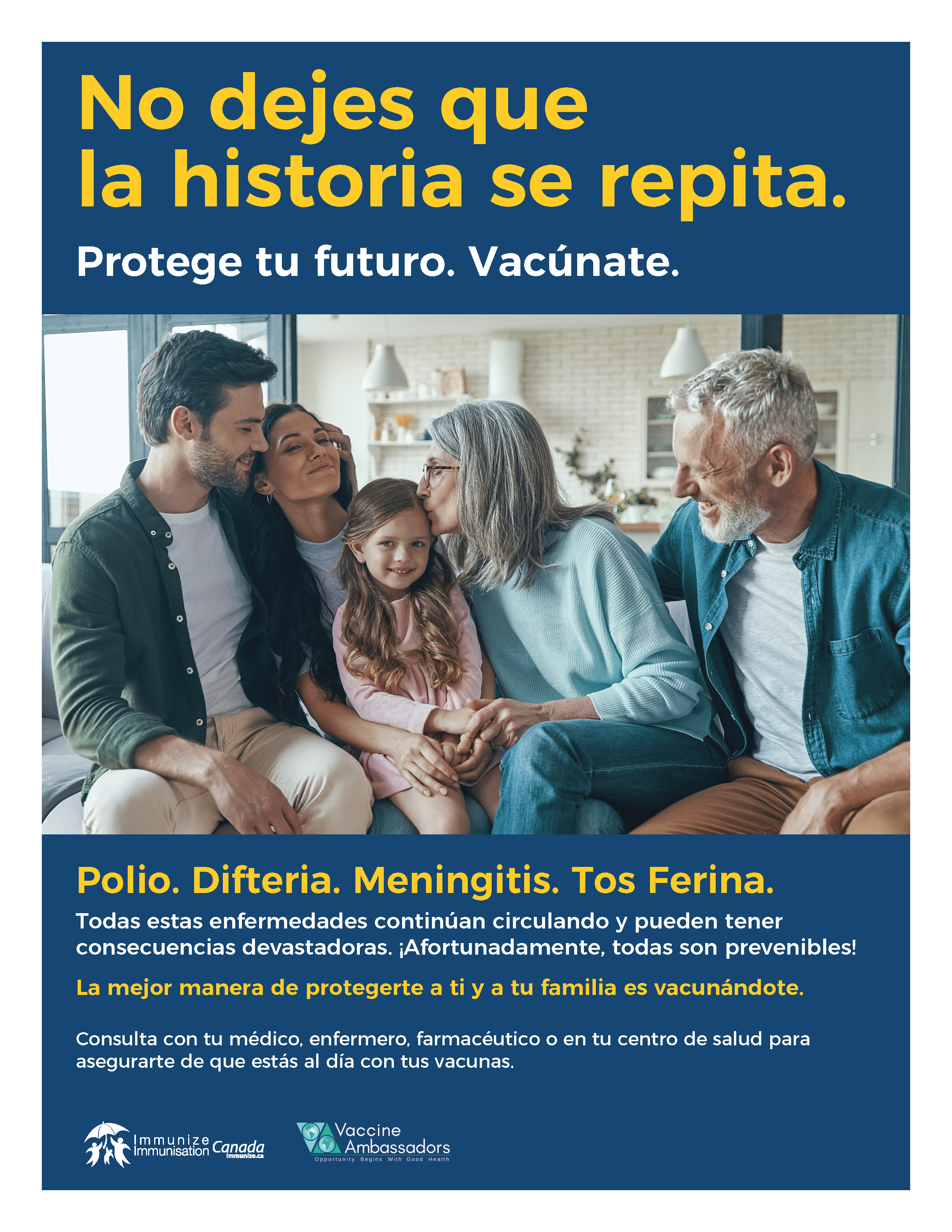 No dejes que la historia se repita. Protege tu futuro. Vacúnate - affiche 3 en espagnol