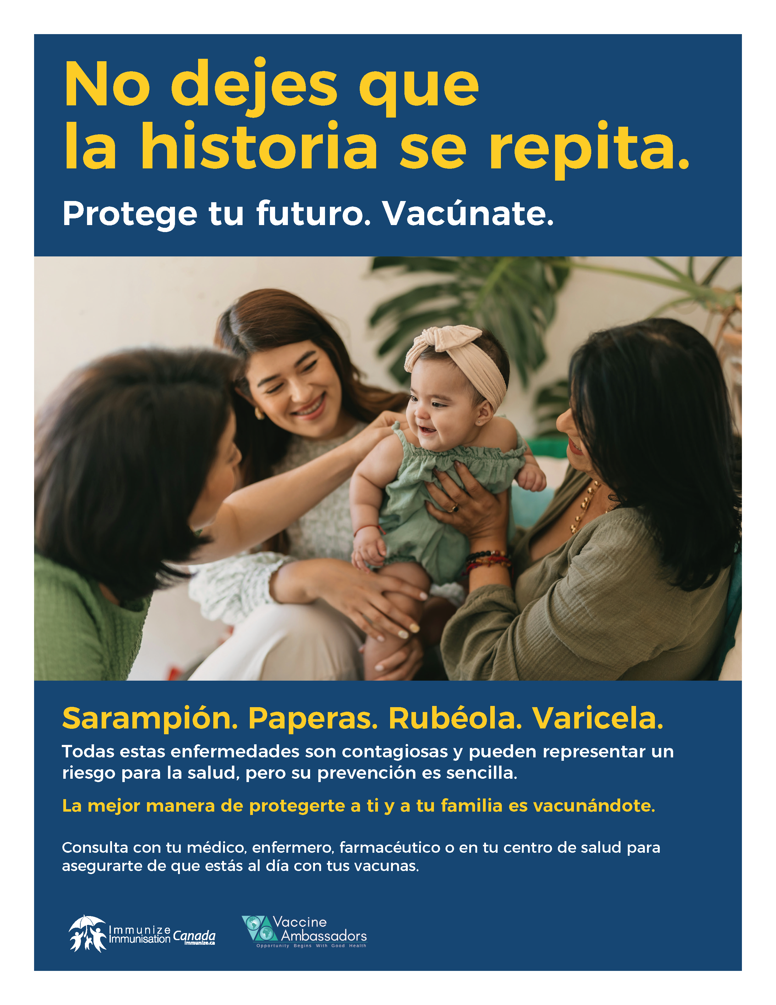 No dejes que la historia se repita. Protege tu futuro. Vacúnate - affiche 4 en espagnol