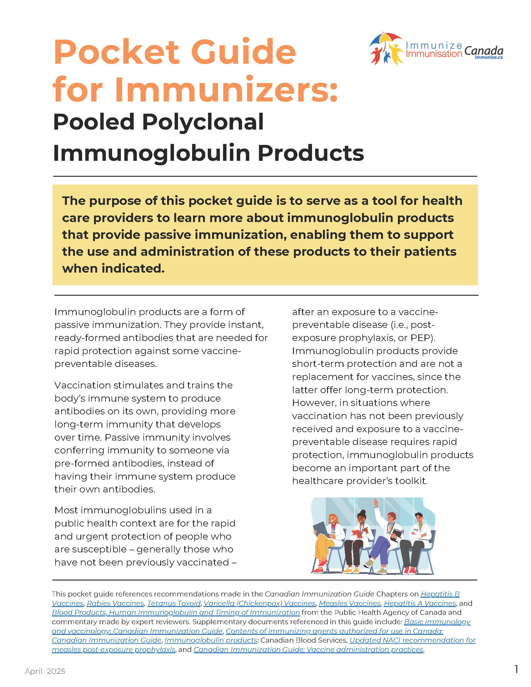 Pocket Guide for Immunizers: Pooled Polyclonal Immunoglobulin Products