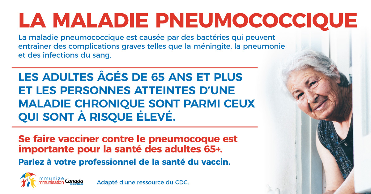 Pneumocoque – les adultes âgés de 65 ans et plus et les personnes atteintes d’une maladie chronique - image pour Facebook