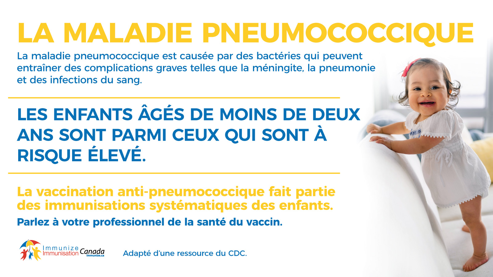 La maladie pneumococcique : les enfants âgés de moins de deux ans (image pour médias sociaux, pour Twitter)