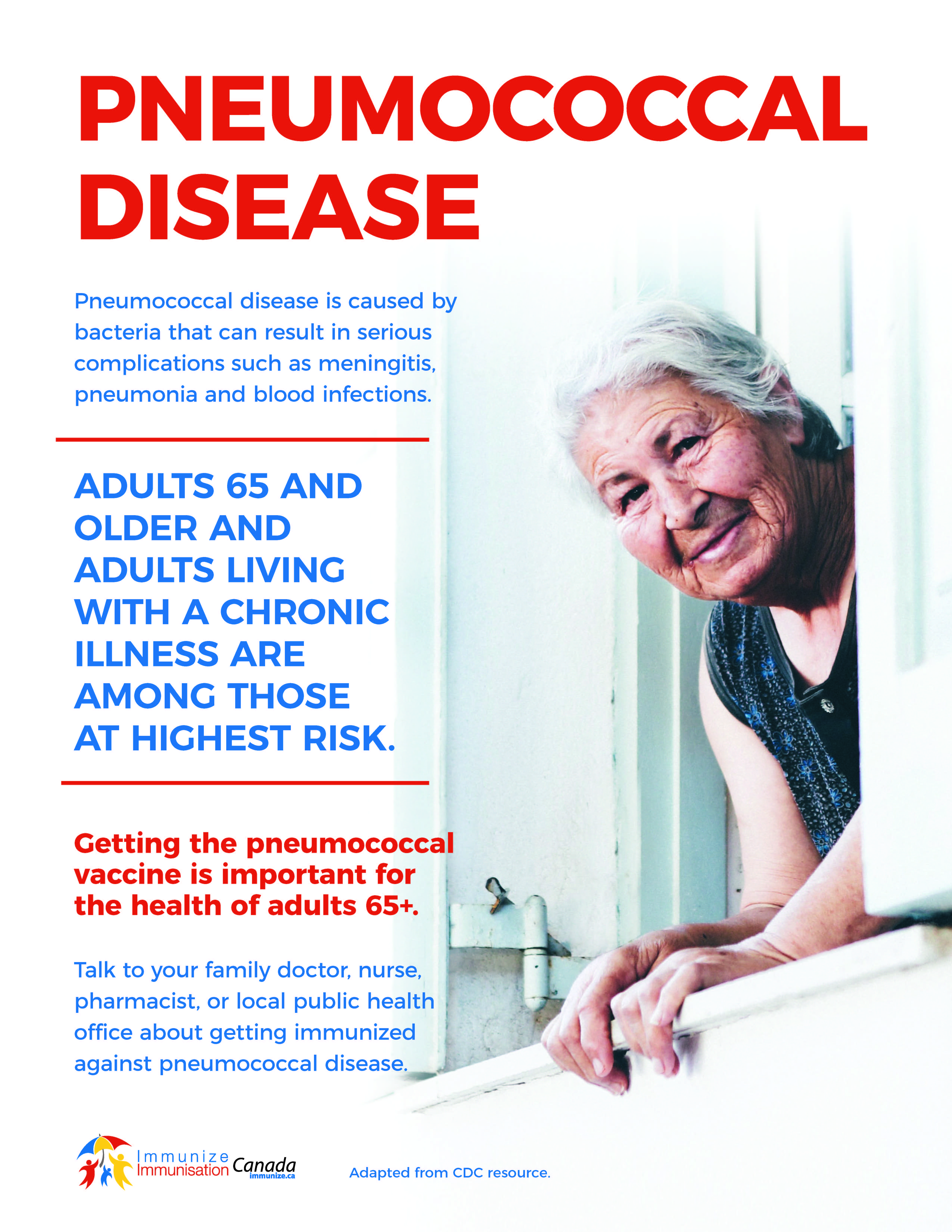 Pneumococcal disease: Adults 65+ and people living with a chronic illness