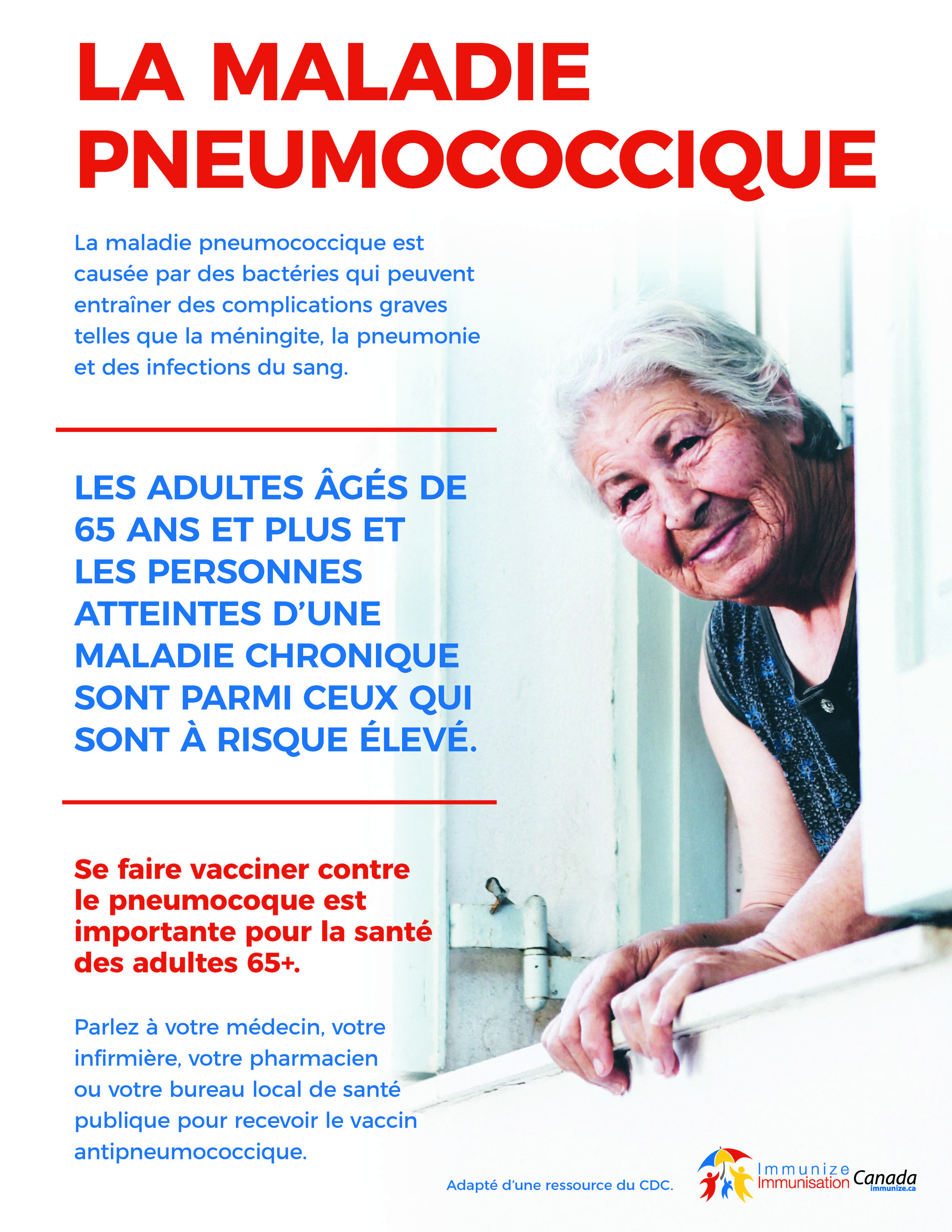 La maladie pneumococcique : les adultes 65+ et les personnes atteintes d'une maladie chronique