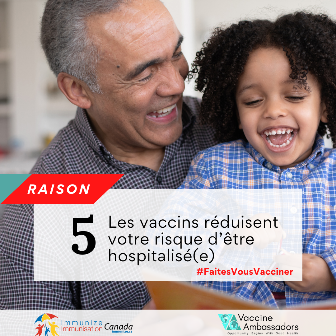 Raison No. 5 - Les vaccins réduisent votre risque d'être hospitalisé(e) - Facebook et Instagram