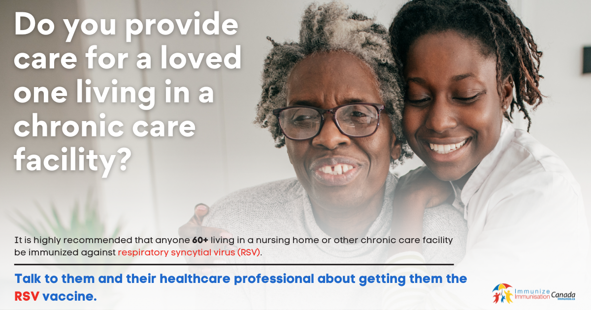 Do you provide care for a loved one living in a chronic care facility? (RSV vaccine) - social media image for Facebook