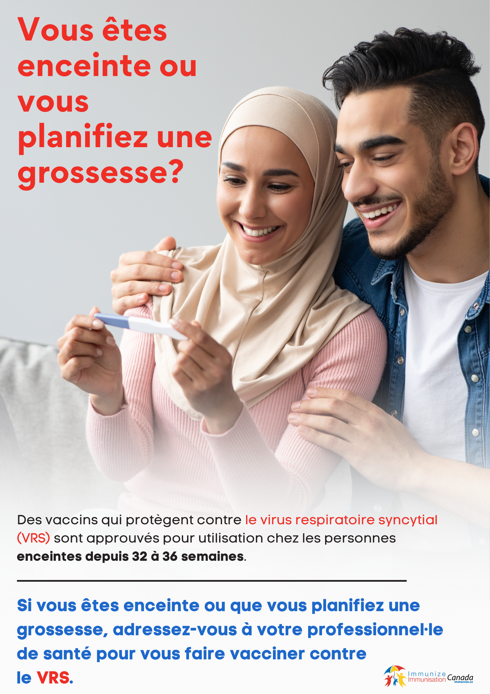 Vous êtes enceinte ou vous planifiez une grossesse? (vaccin contre le virus respiratoire syncytial) - affiche