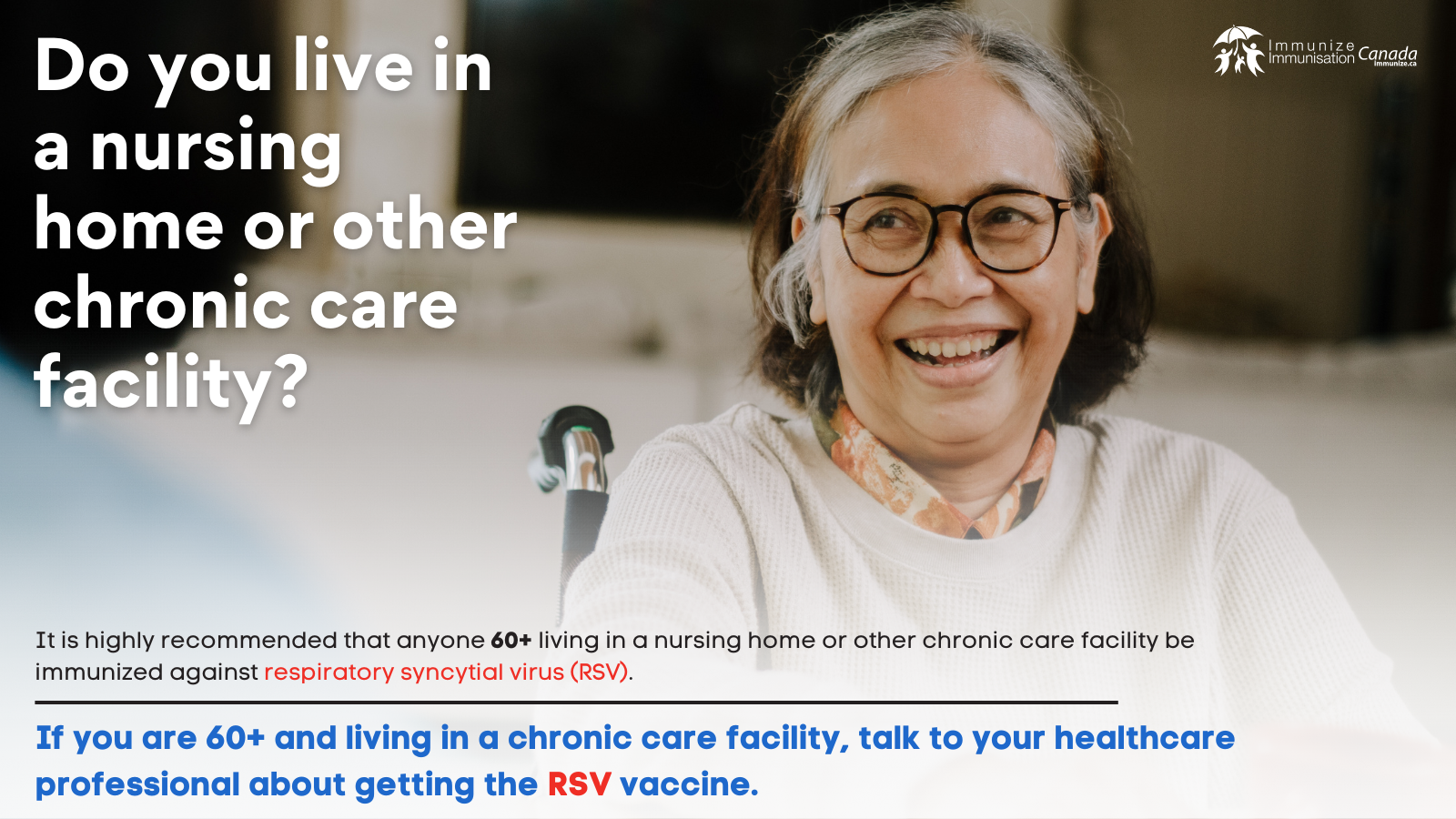 Do you live in a nursing home or other chronic care facility? (RSV vaccine) - social media image for Twitter/X