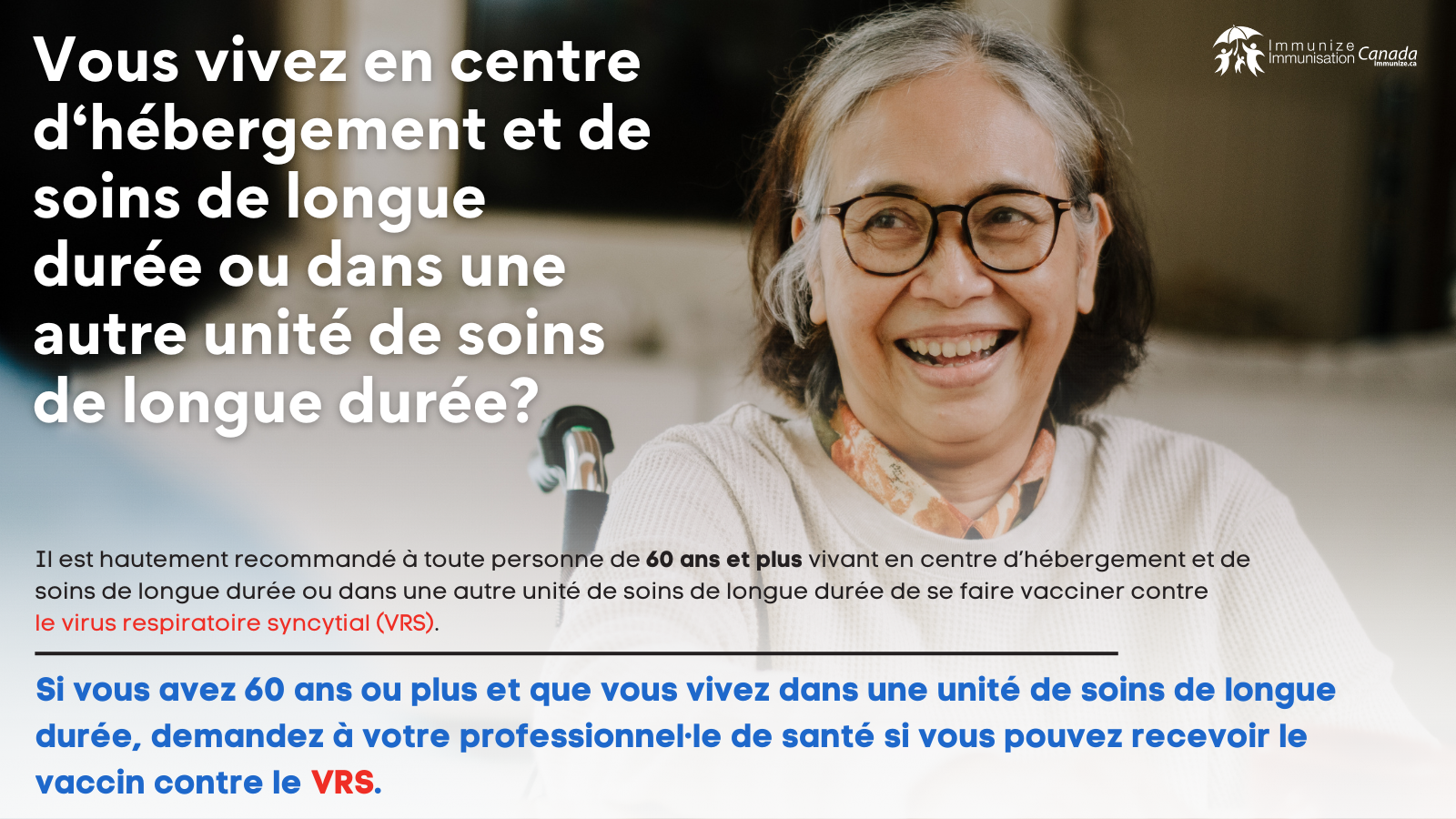 Vous vivez en centre d’hébergement et de soins de longue durée ou dans une autre unité de soins de longue durée? (vaccin contre le VRS) - image pour Twitter/X