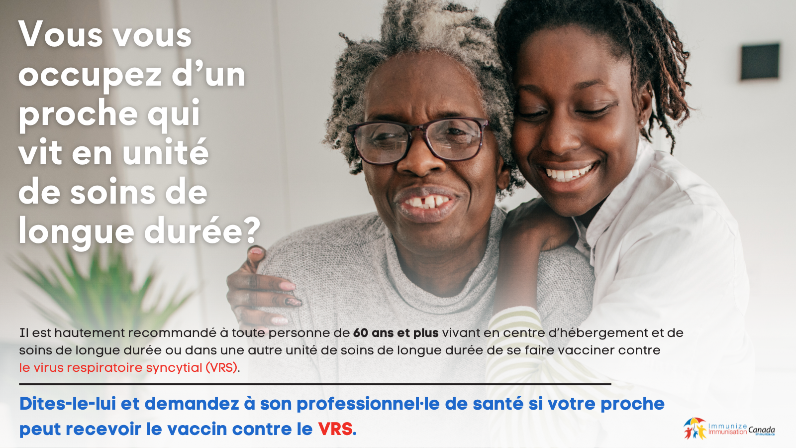 Vous vous occupez d’un proche qui vit en unité de soins de longue durée? (vaccin contre le VRS) - image pour Twitter/X
