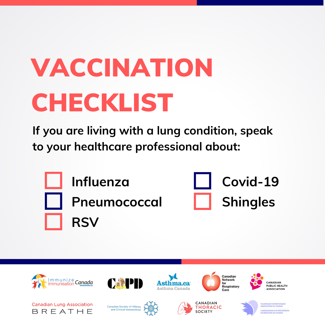 Vaccination checklist - if you are living with a lung condition (social media image)