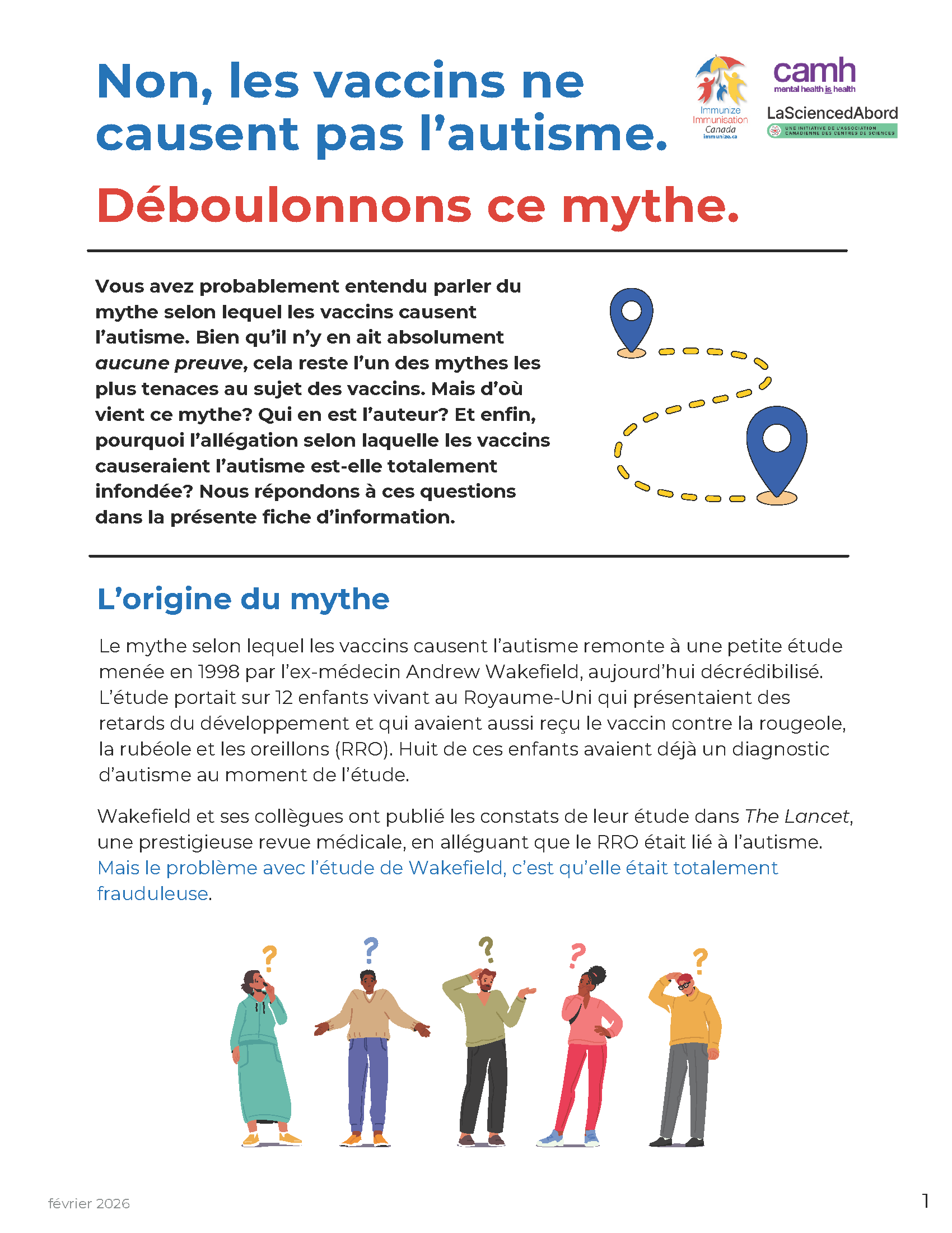 Non. Les vaccins ne causent pas l'autisme. Déboulonnons ce mythe. (fiche d'information)